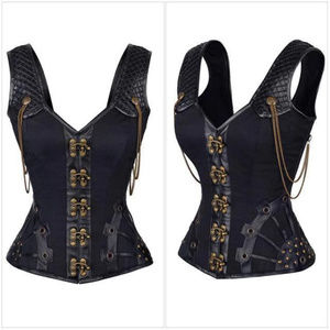 Steampunk leather corset